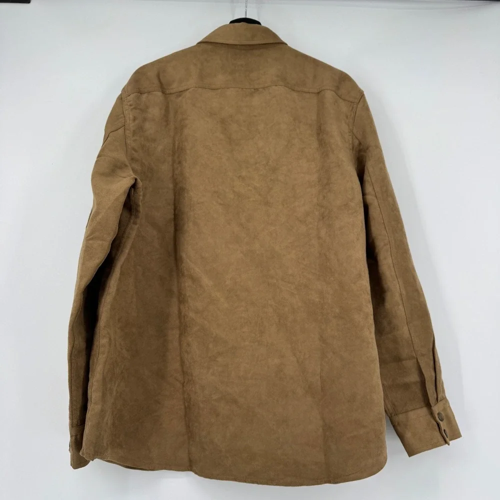 Banana Republic Mens Vegan Suede Shirt Jacket Camel Brown Standard Fit Large NWT